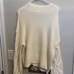 Cream Chunky Knit Crewneck Sweater
